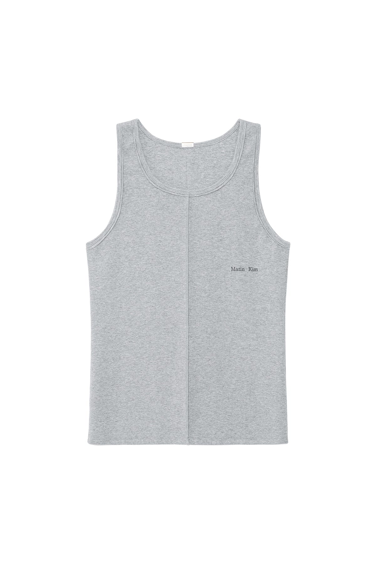 MATIN KIM - small logo pintuck sleeveless top for men in grey 1