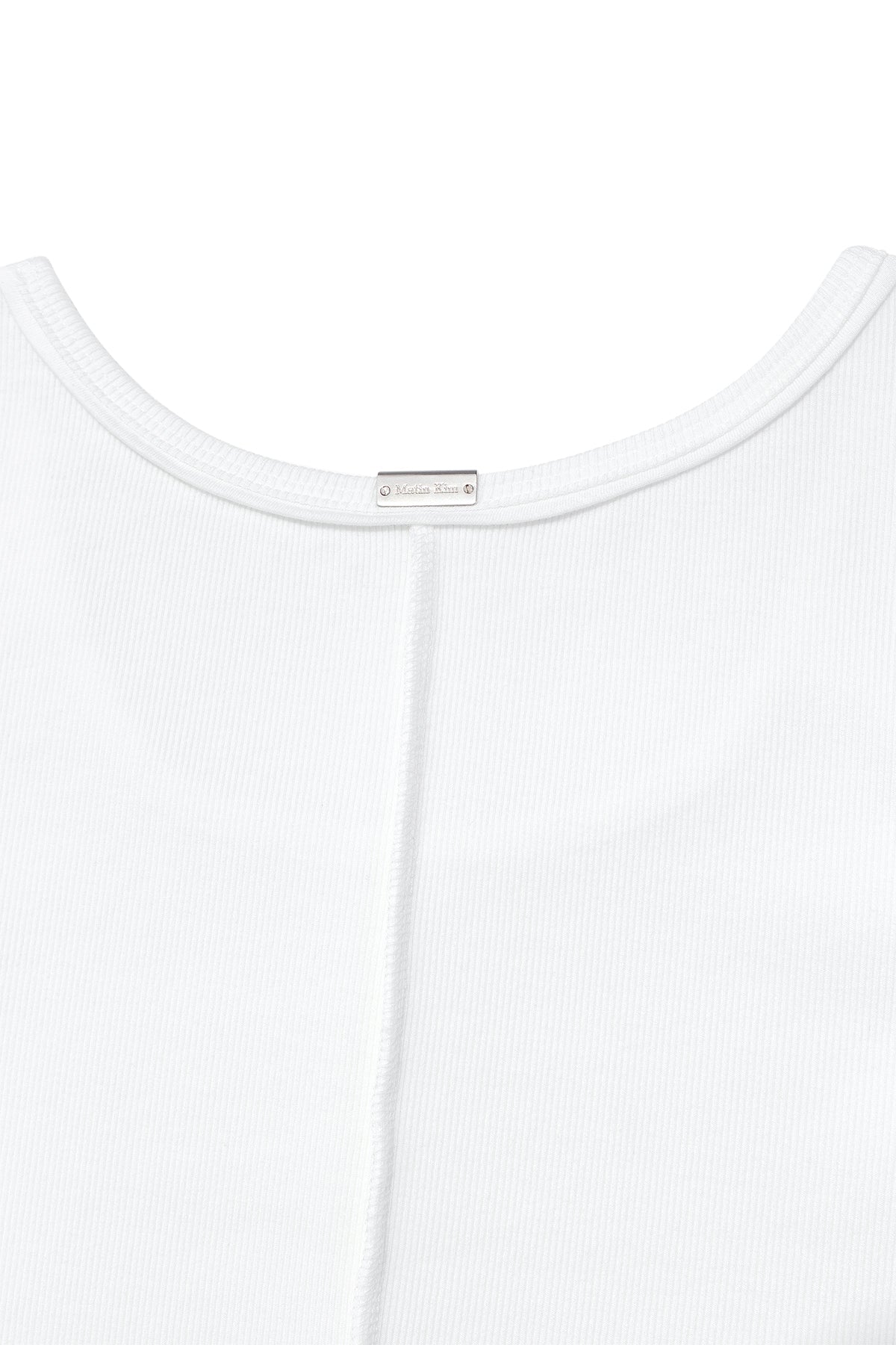 MATIN KIM - small logo pintuck sleeveless top for men in white 7
