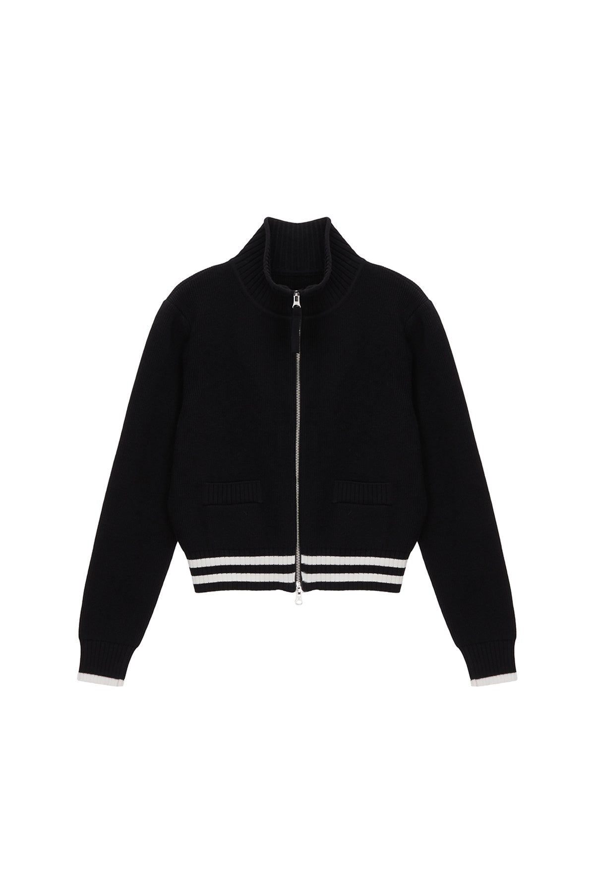 MATIN KIM - spell point stripe knit cardigan in black 4