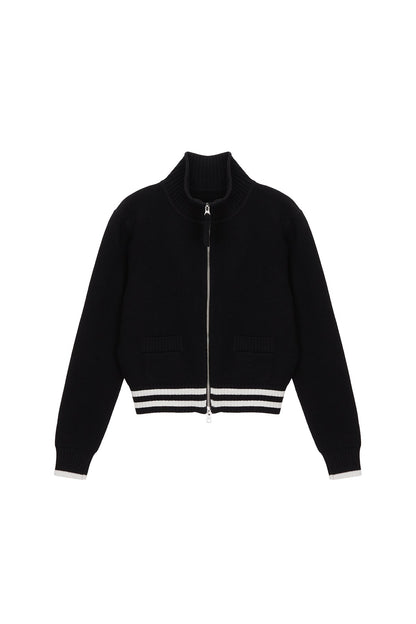 MATIN KIM - spell point stripe knit cardigan in black 4