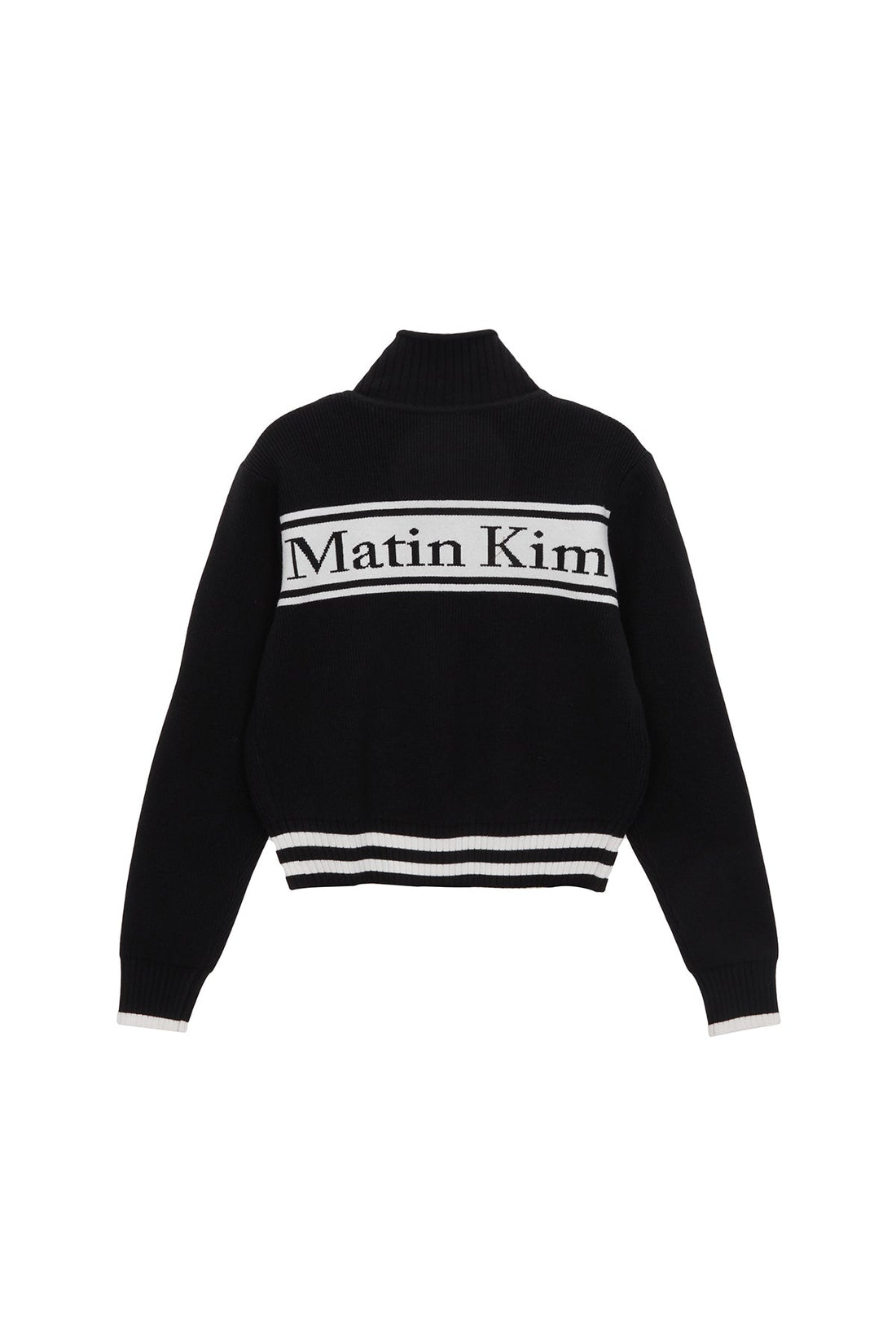 MATIN KIM - spell point stripe knit cardigan in black 2