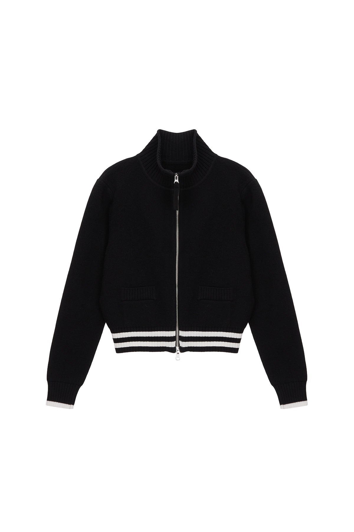 MATIN KIM - spell point stripe knit cardigan in black 3