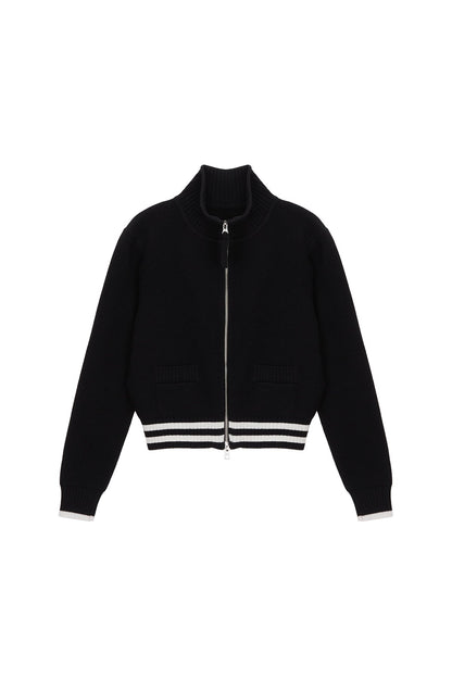 MATIN KIM - spell point stripe knit cardigan in black 3