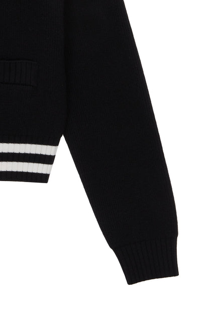 MATIN KIM - spell point stripe knit cardigan in black 6