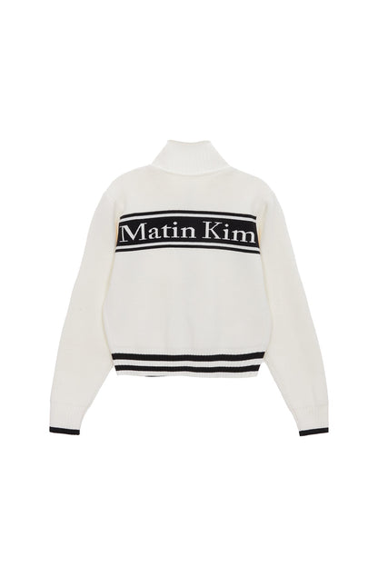 MATIN KIM - spell point stripe knit cardigan in ivory 1