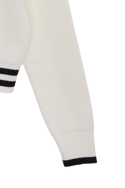 MATIN KIM - spell point stripe knit cardigan in ivory 6