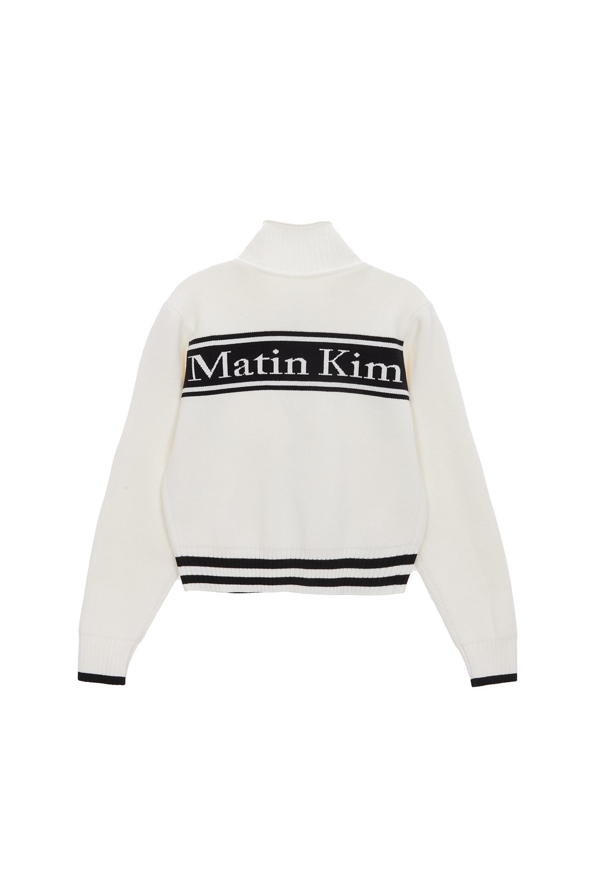 MATIN KIM - spell point stripe knit cardigan in ivory 2