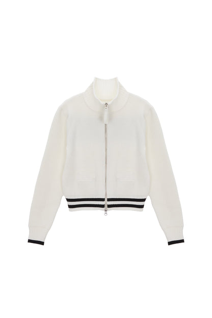 MATIN KIM - spell point stripe knit cardigan in ivory 4