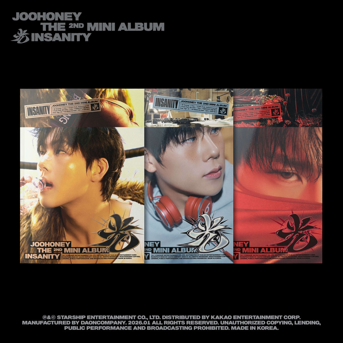 [Album]MONSTA X (몬스타엑스) - JOOHONEY (주헌) INSANITY (Mini 2nd Album) [3 versions set RANDOM] - product_vendor,