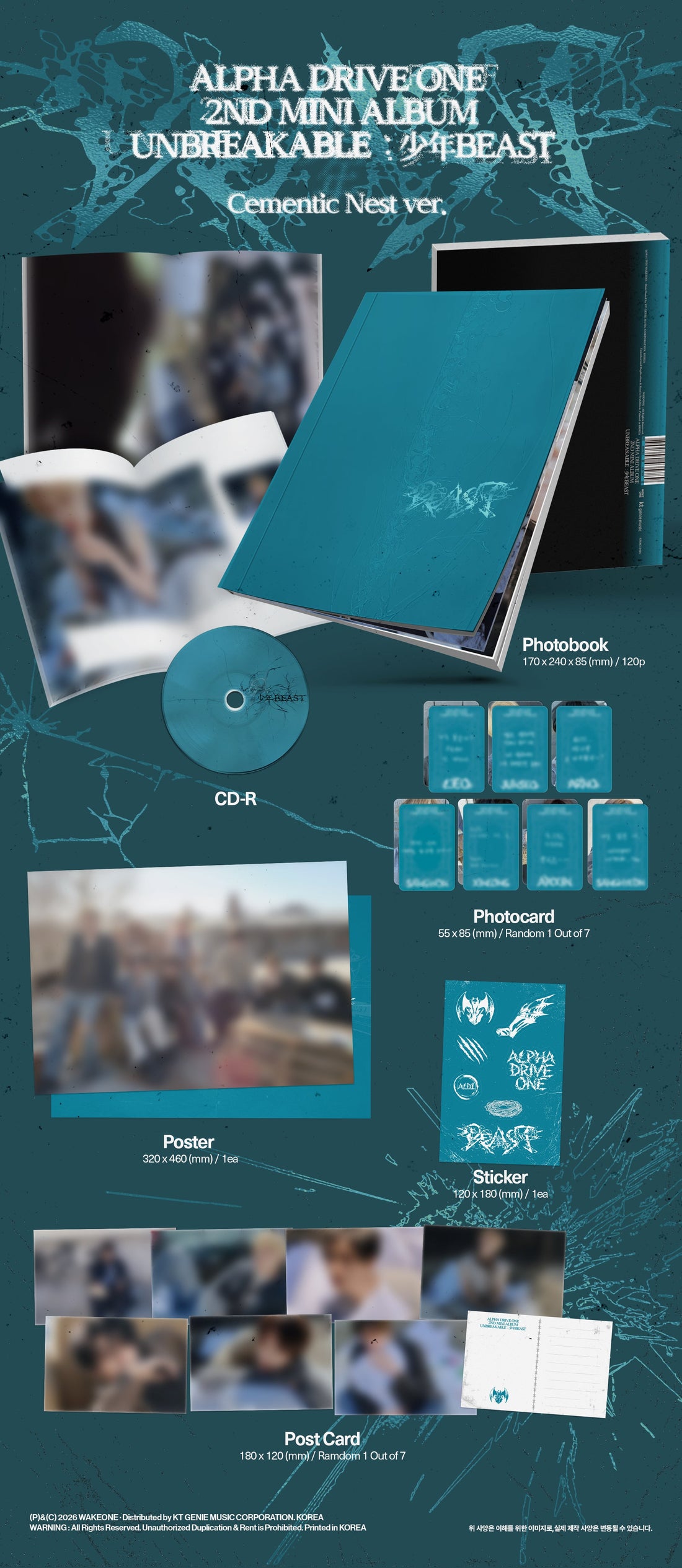 [Album][POB] ALPHA DRIVE ONE - UNBREAKABLE:少年BEAST (2nd Mini Album) [Cementic Nest Ver.]-product_vendor, lowest price, EU shipping, Pre order benefit