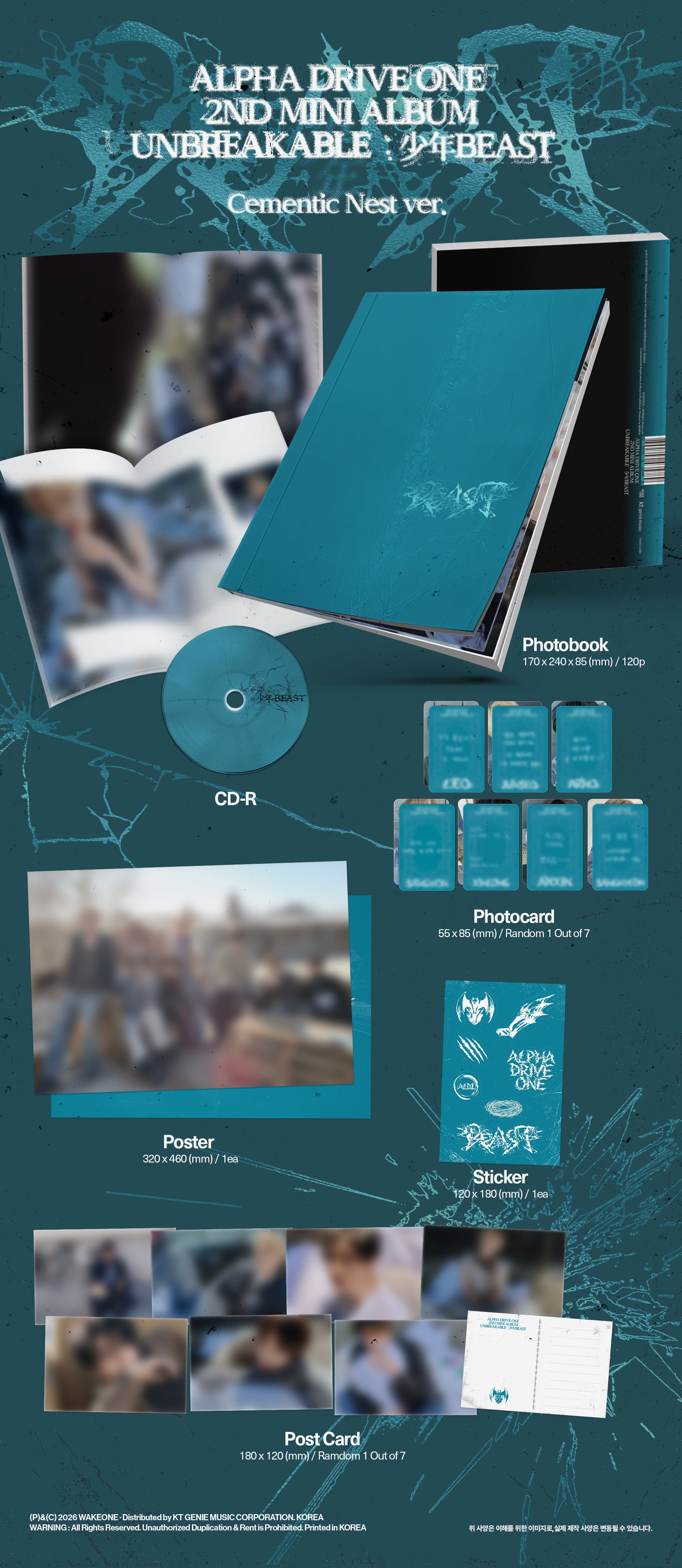 [Album][POB] ALPHA DRIVE ONE - UNBREAKABLE:少年BEAST (2nd Mini Album) [Cementic Nest Ver.]-product_vendor, lowest price, EU shipping, Pre order benefit