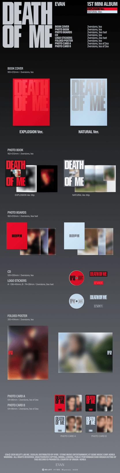 [Album][POB] EVAN - DEATH OF ME [EXPLOSION / NATURAL Ver.] [RANDOM]-product_vendor, lowest price, EU shipping, Pre order benefit