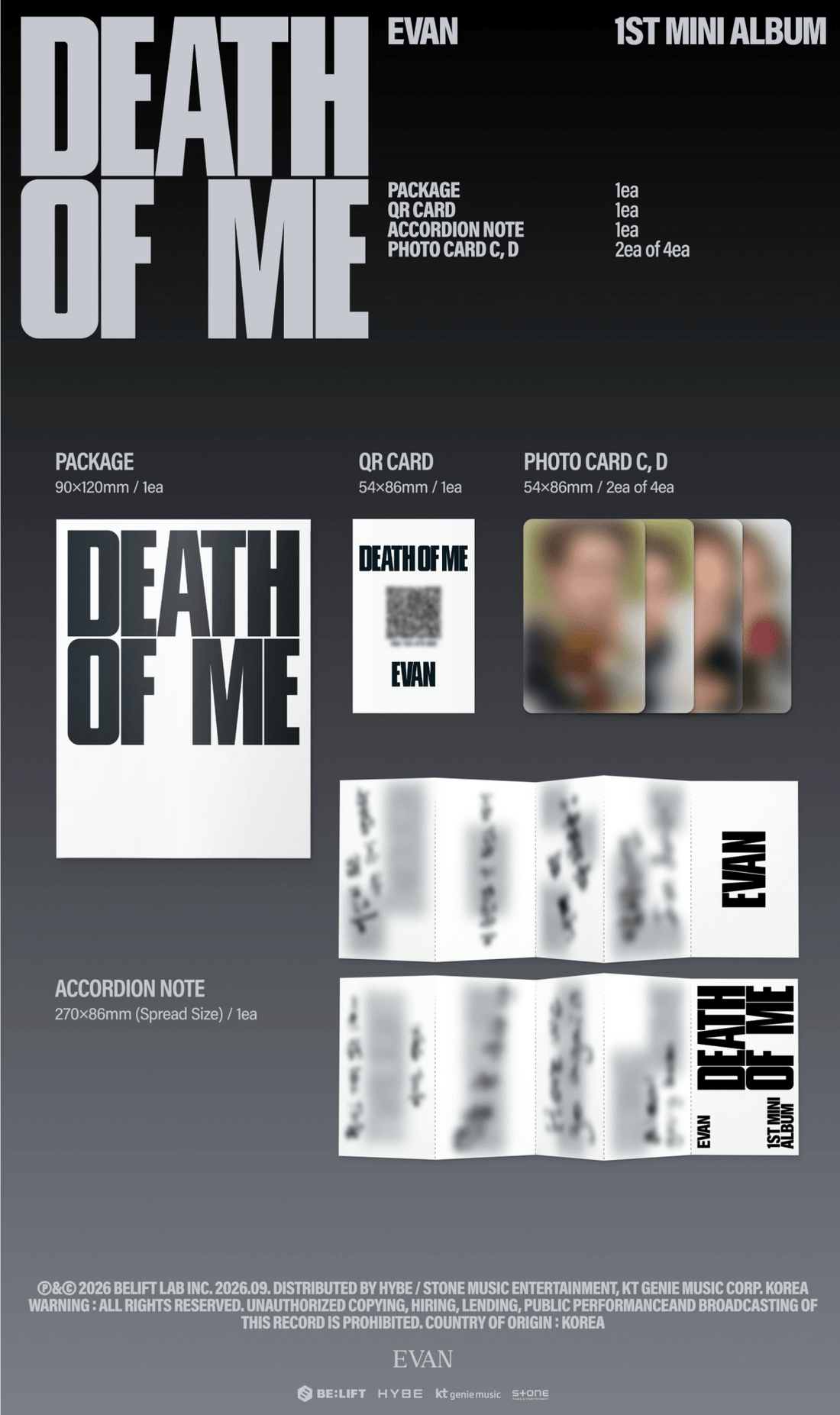 [Album][POB] EVAN - DEATH OF ME [Weverse Albums Ver.]-product_vendor, lowest price, EU shipping, Pre order benefit