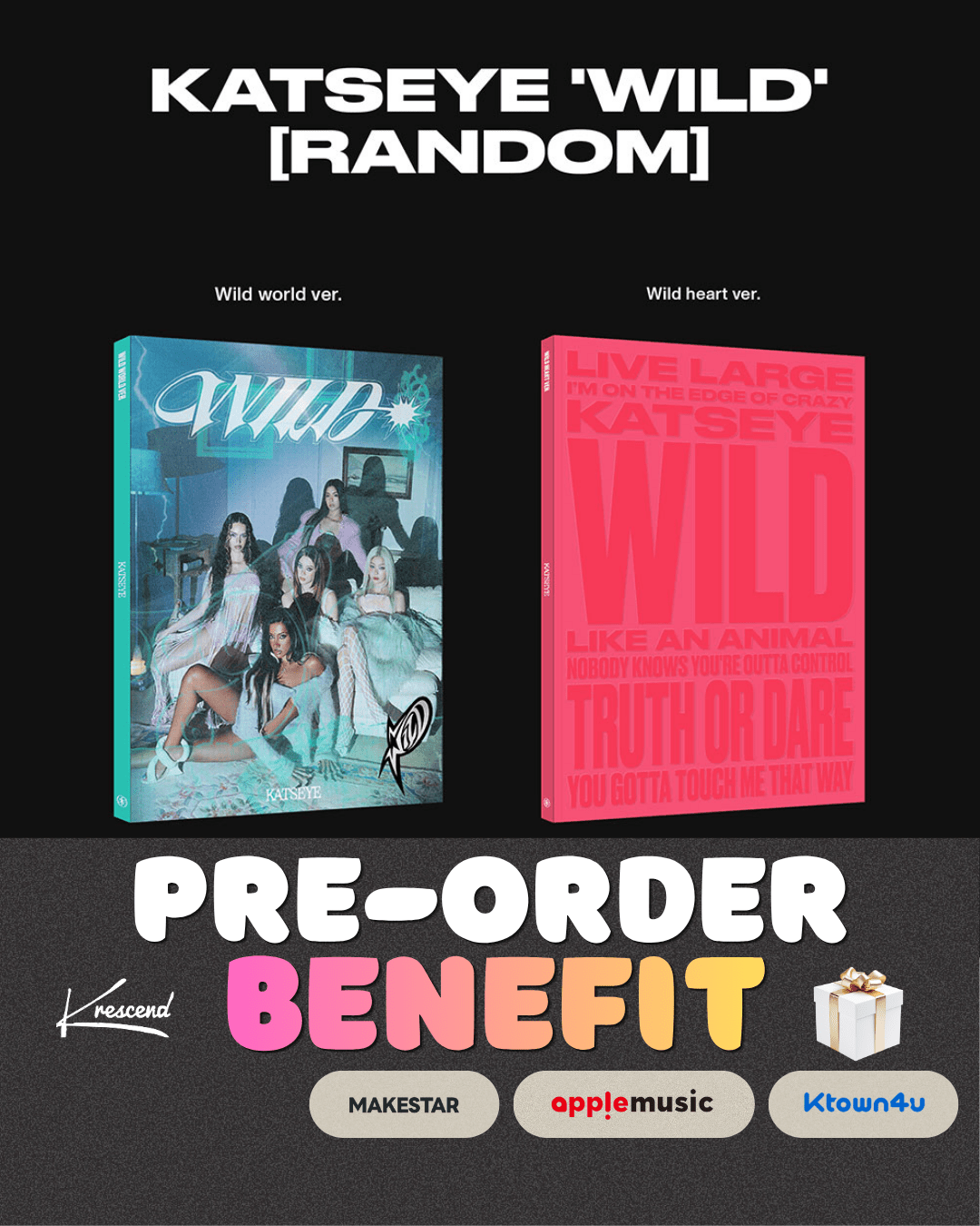 [Album][POB] KATSEYE - WILD [Wild world/Wild heart Ver.] [RANDOM]-product_vendor, lowest price, EU shipping, Pre order benefit