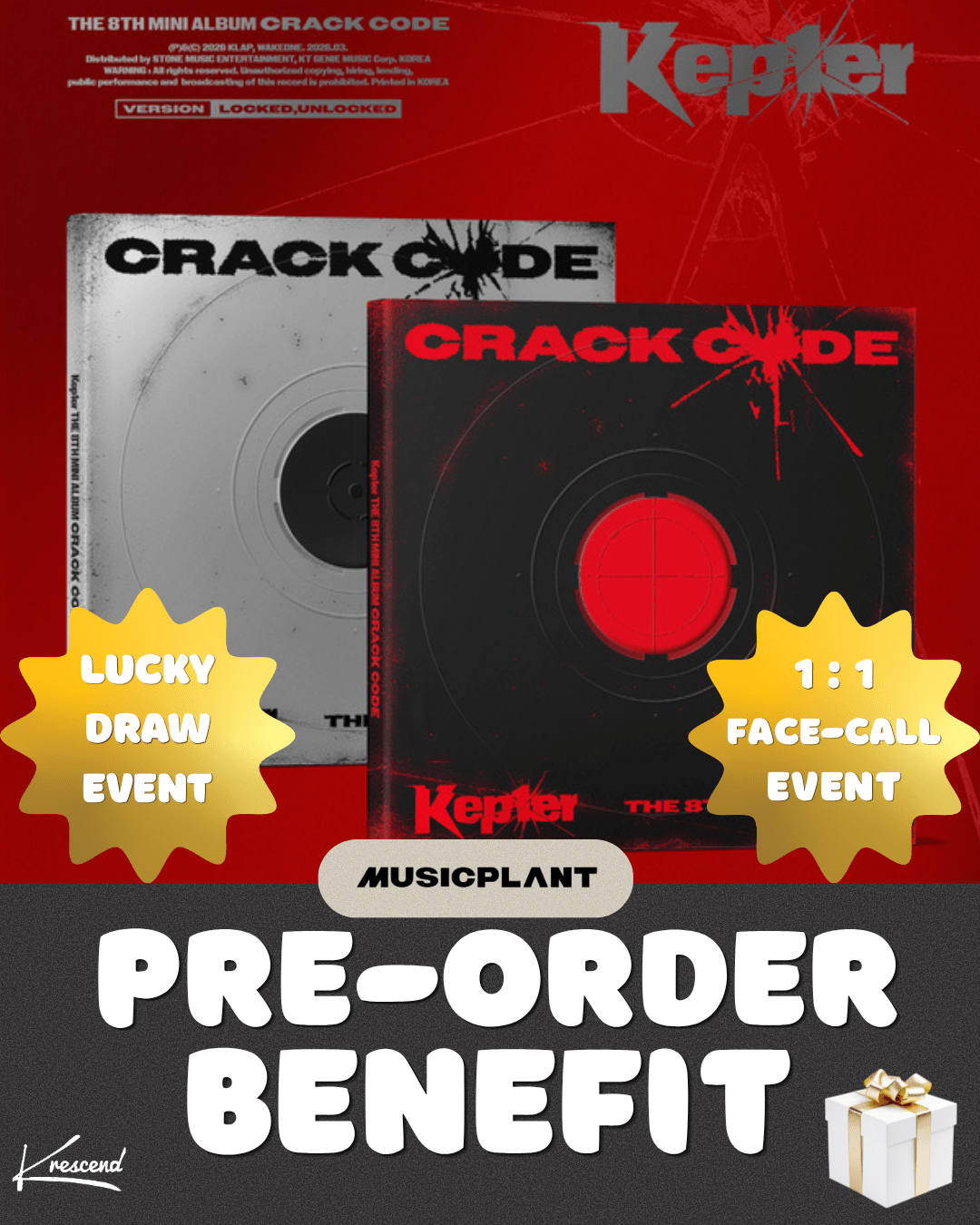 [Event Album][POB] KEP1ER - CRACK CODE (Member Video Call, total 60 winner, 10 for each) [LOCKED ver. / UNLOCKED ver. Ver.] [RANDOM] [FACE CALL EVENT] - product_vendor,