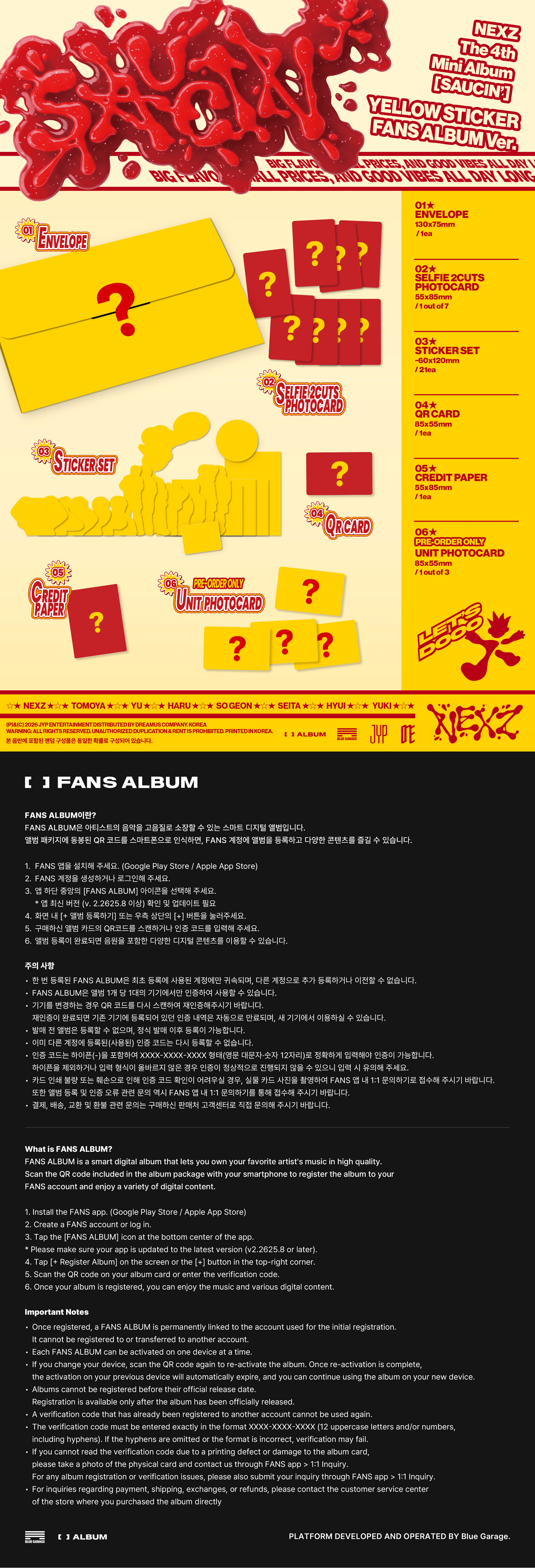 [Album][POB] NEXZ - SAUCIN (2nd single) [BLACK / YELLOW STICKER FANS ALBUM Ver.] [RANDOM]-product_vendor, lowest price, EU shipping, Pre order benefit