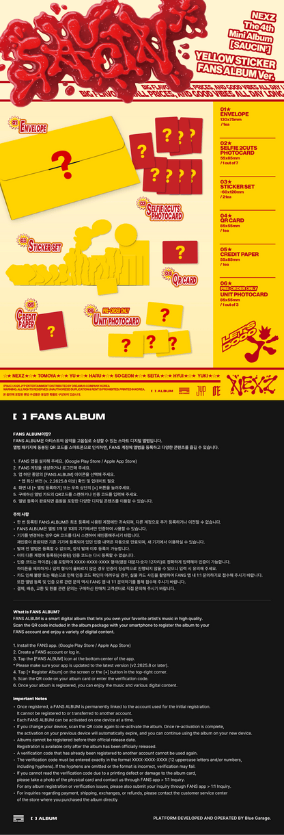 [Album][POB] NEXZ - SAUCIN (2nd single) [BLACK / YELLOW STICKER FANS ALBUM Ver.] [RANDOM]-product_vendor, lowest price, EU shipping, Pre order benefit