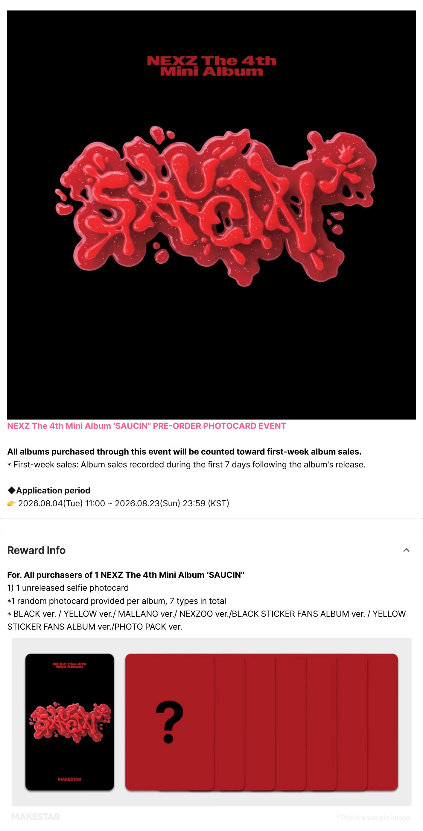 [Album][POB] NEXZ - SAUCIN (2nd single) [PHOTO PACK Ver.]-product_vendor, lowest price, EU shipping, Pre order benefit