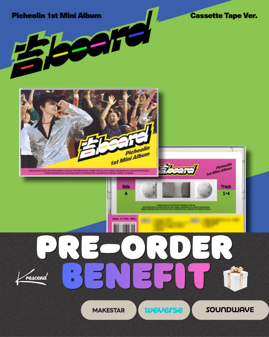 [Album][POB] Picheolin - 吉BOARD (1st Mini Album, Limited Stocks) [Cassette Tape Ver.]-product_vendor, lowest price, EU shipping, Pre order benefit