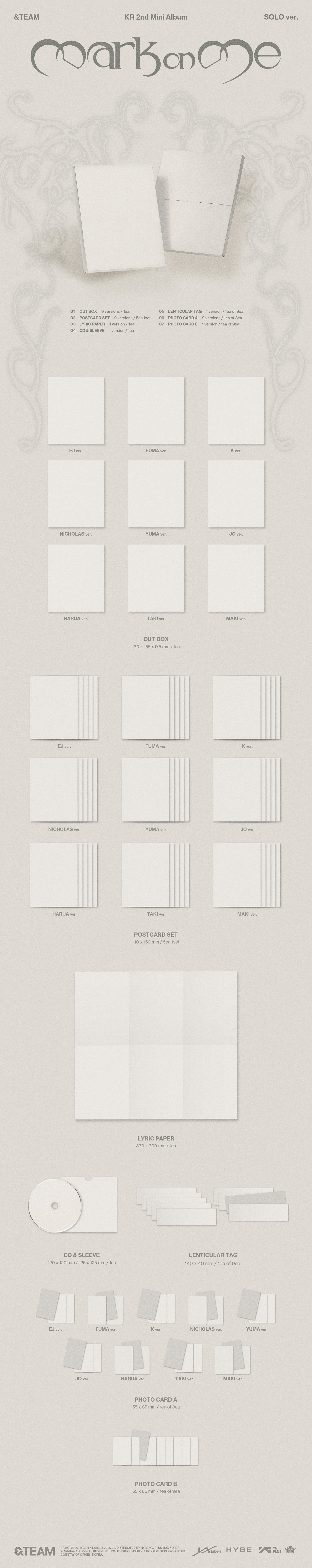 [Album][POB] &amp;TEAM - Mark on Me (2nd Mini Album) [SOLO Ver.] [SET]-product_vendor, lowest price, EU shipping, Pre order benefit