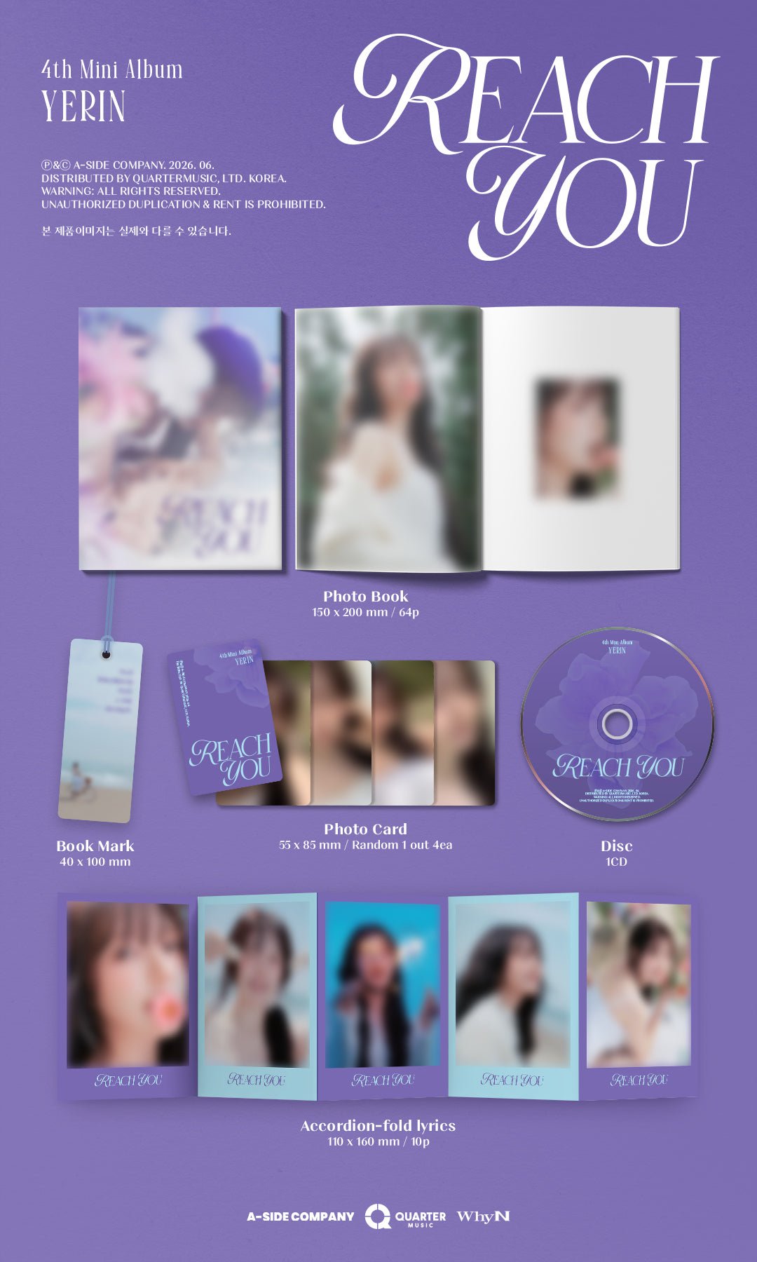 [Album][POB] YERIN - REACH YOU (4th Mini) [Jewel/Digipak Ver.] [SET] - product_vendor,