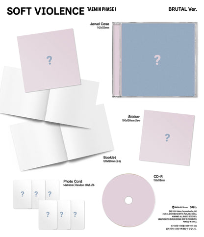 [Album]TAEMIN - PHASE I : Soft Violence (SILENT / BRUTAL) [JEWEL Ver.] [RANDOM]-product_vendor, lowest price, EU shipping, Pre order benefit