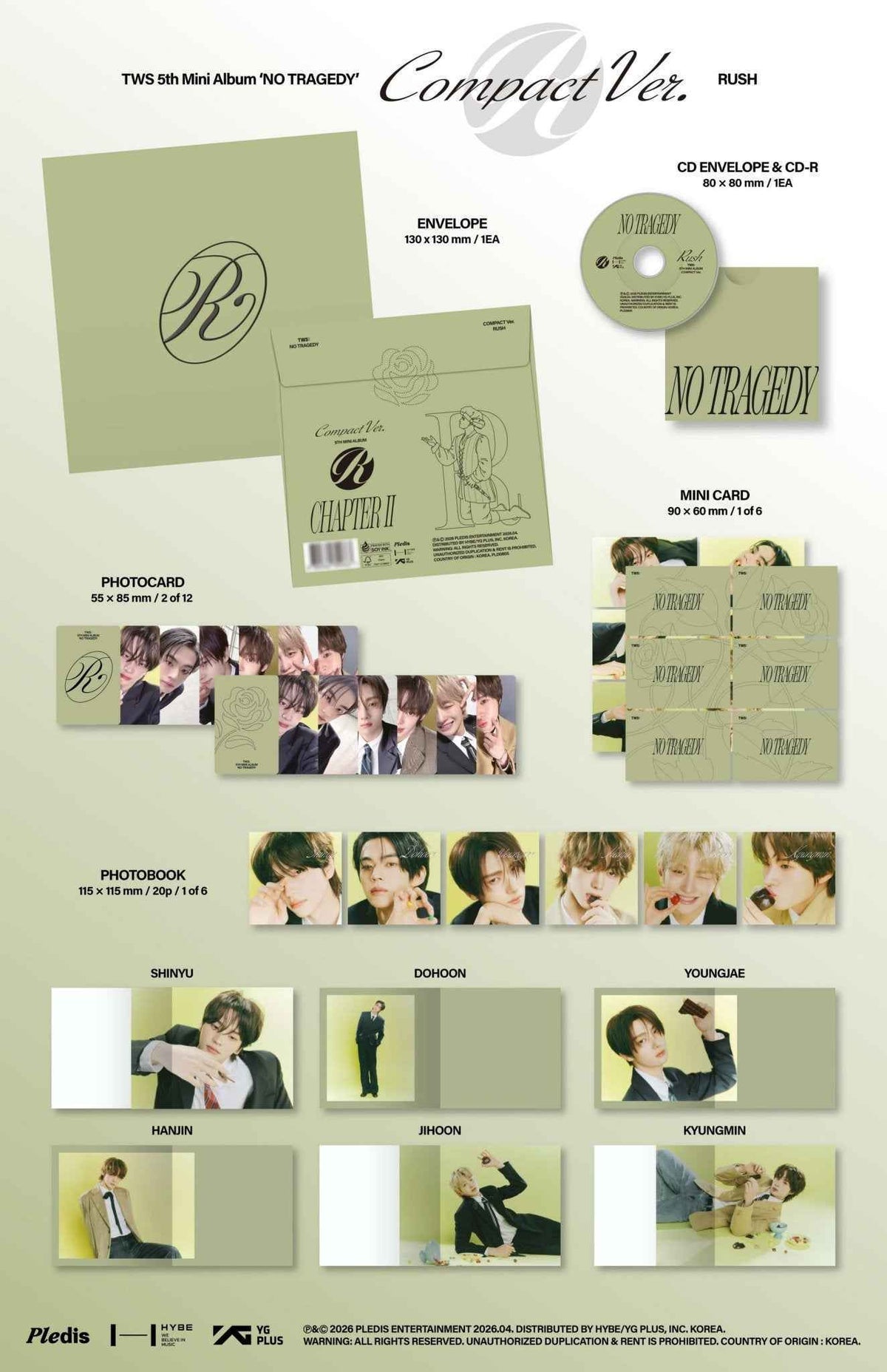 TWS (투어스) - NO TRAGEDY (5th Mini Album) [COMPACT / RUSH / 6 versions set RANDOM]