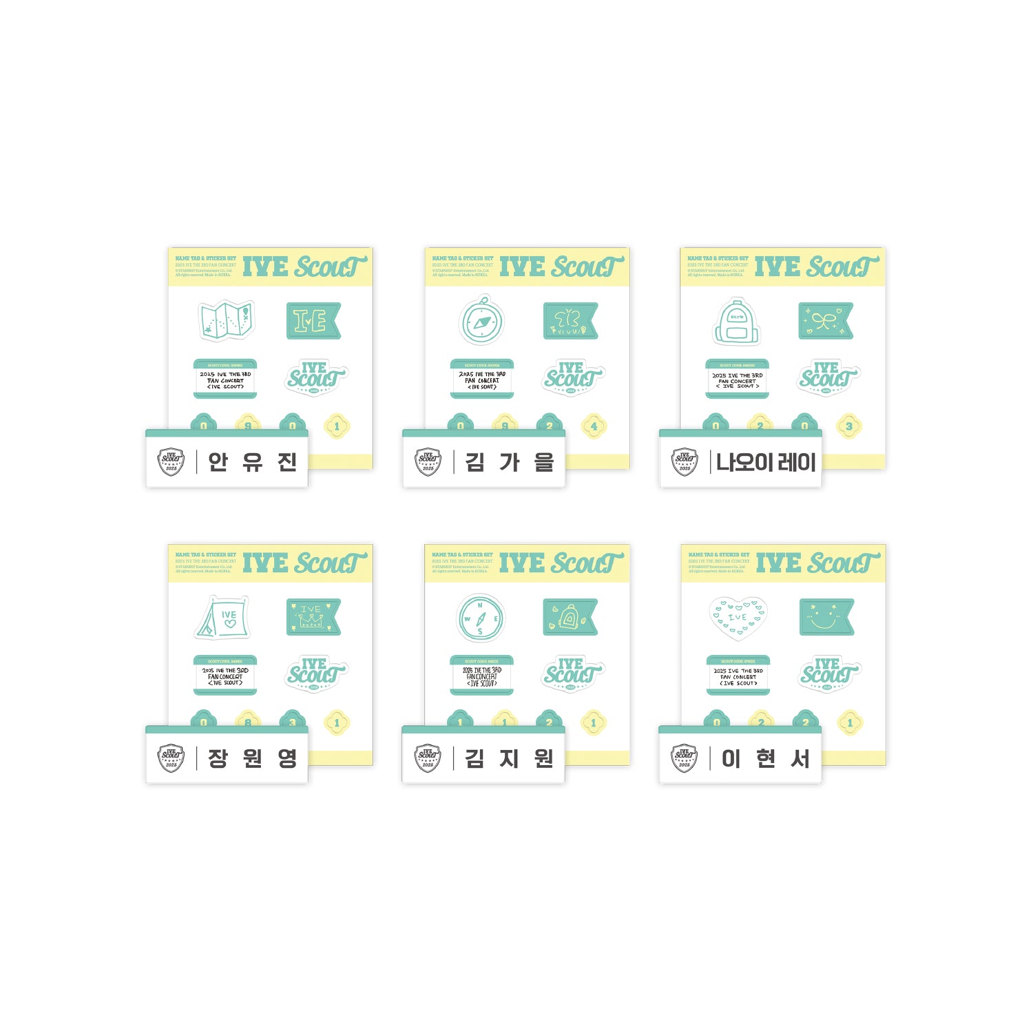 IVE - 2025 ive the 3rd fan concert ive scout - name tag + sticker set 1